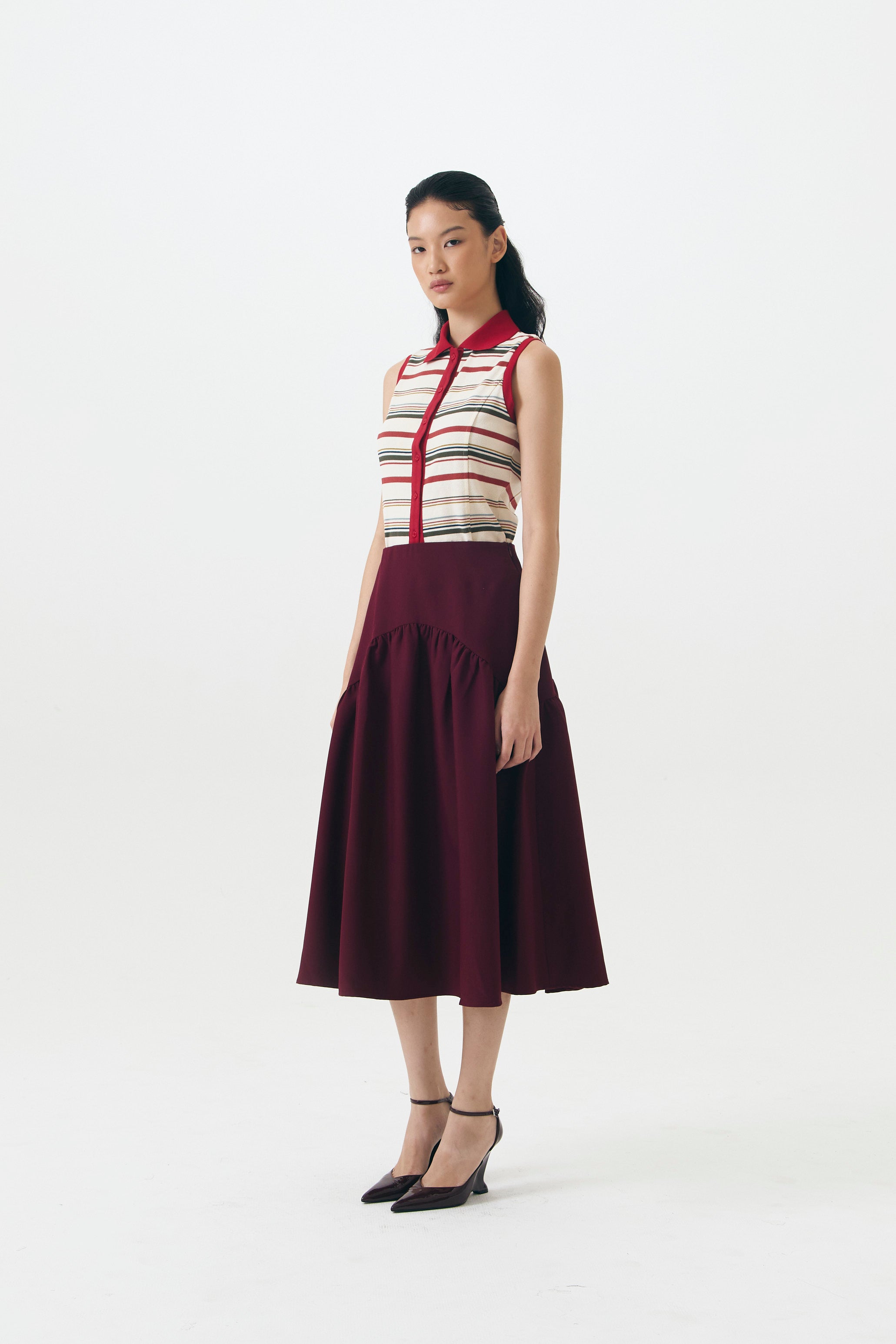 LACQUER SKIRT MAROON