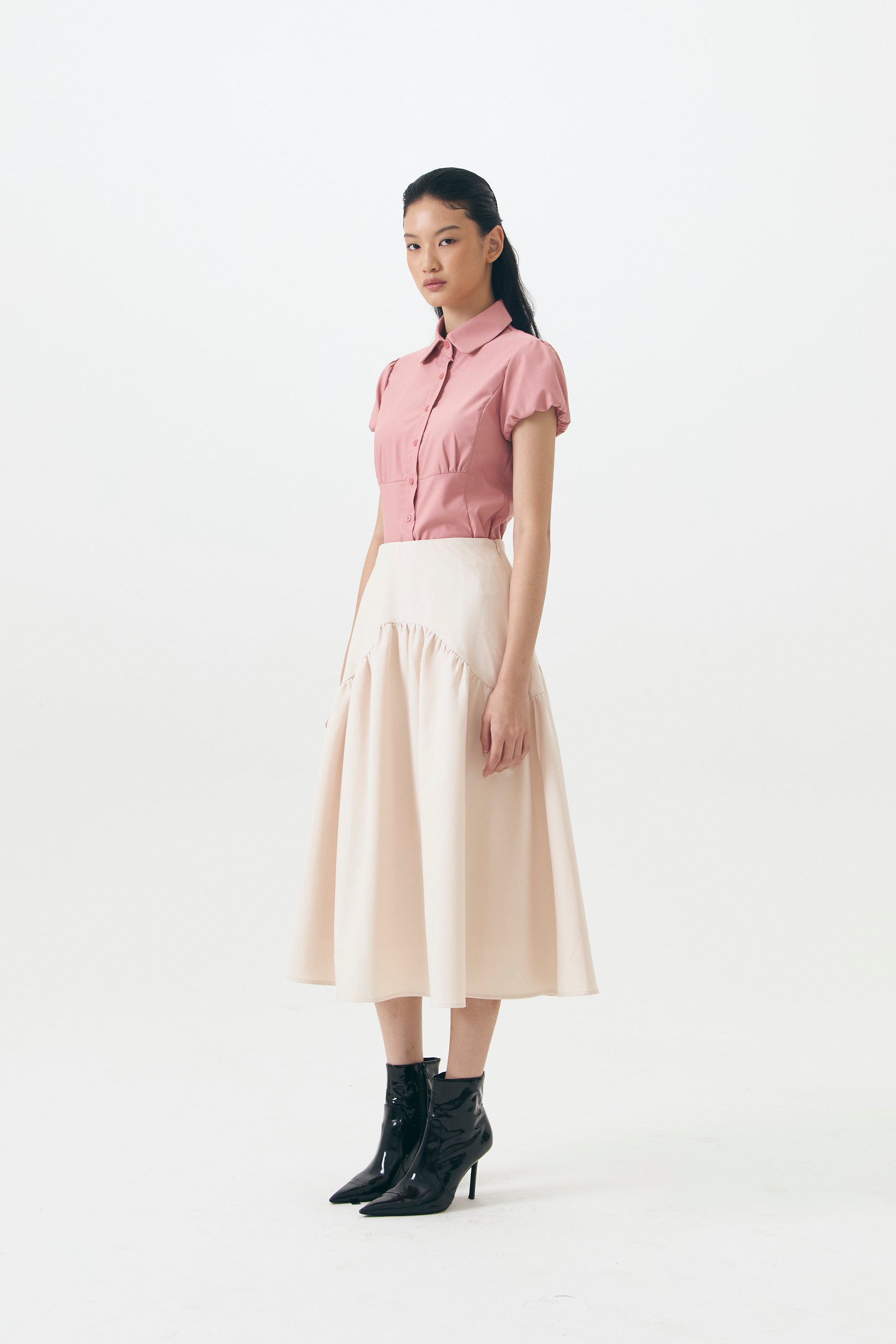 LACQUER SKIRT BEIGE