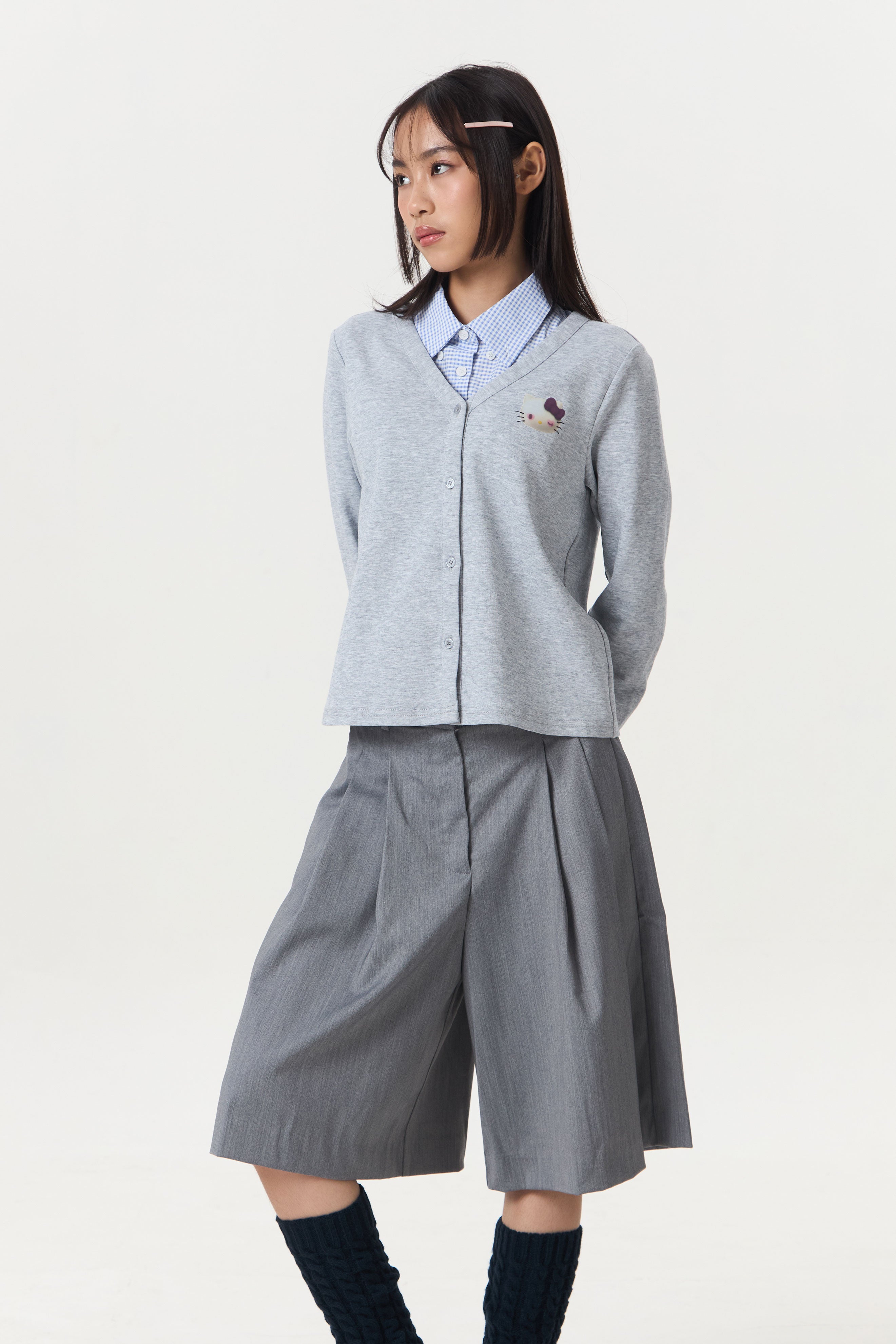 MIMMY CARDIGAN GREY - CALLIE X HELLO KITTY