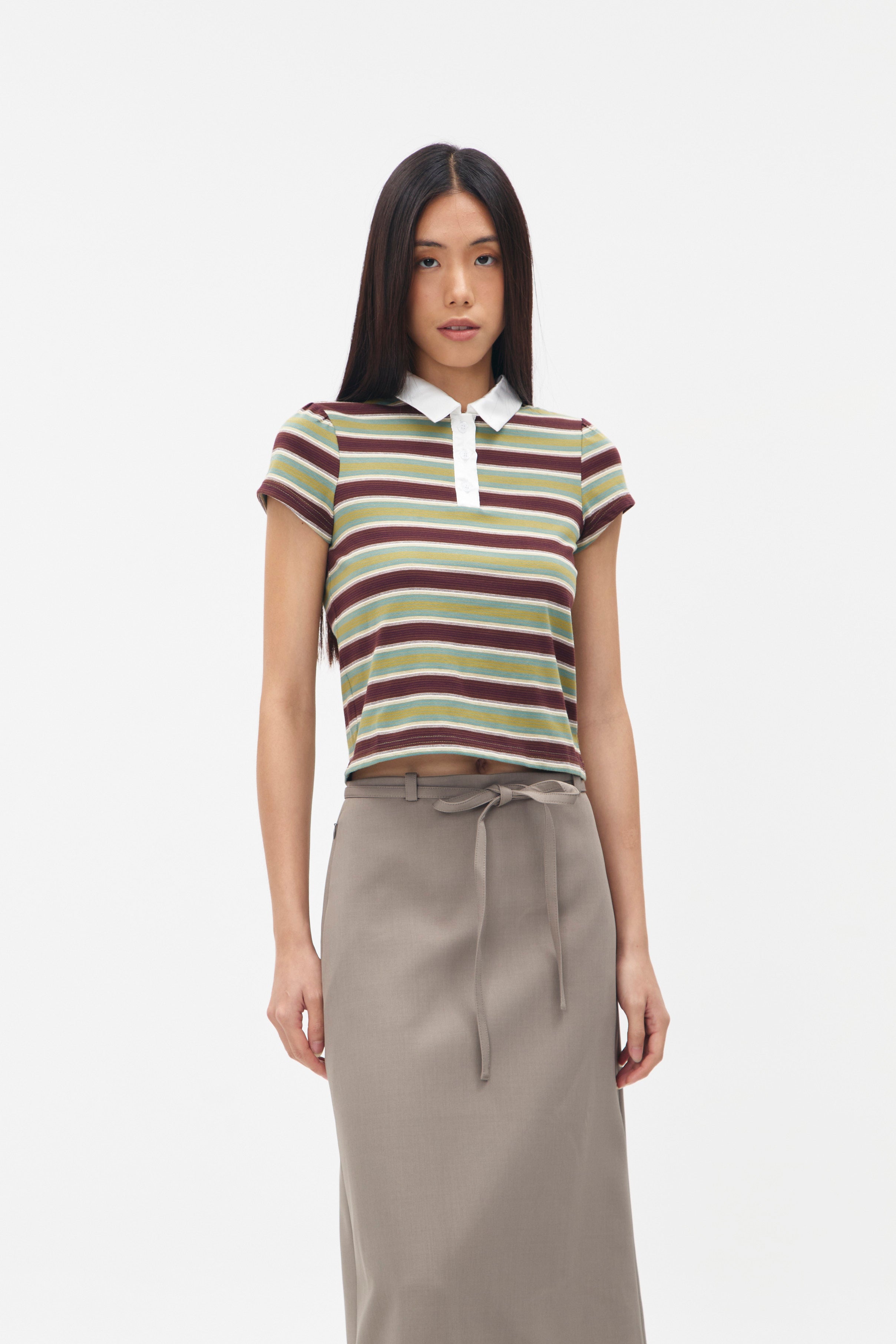 EIRENE TOP GREEN STRIPES