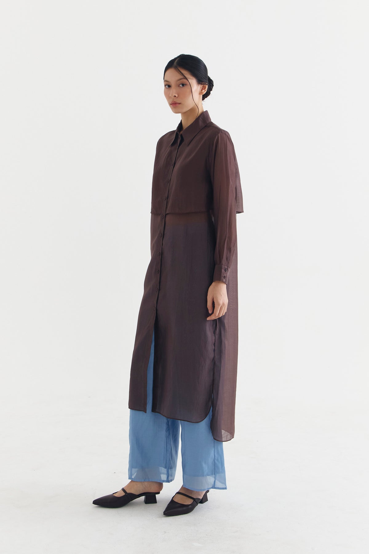 VEIL DRESS BROWN