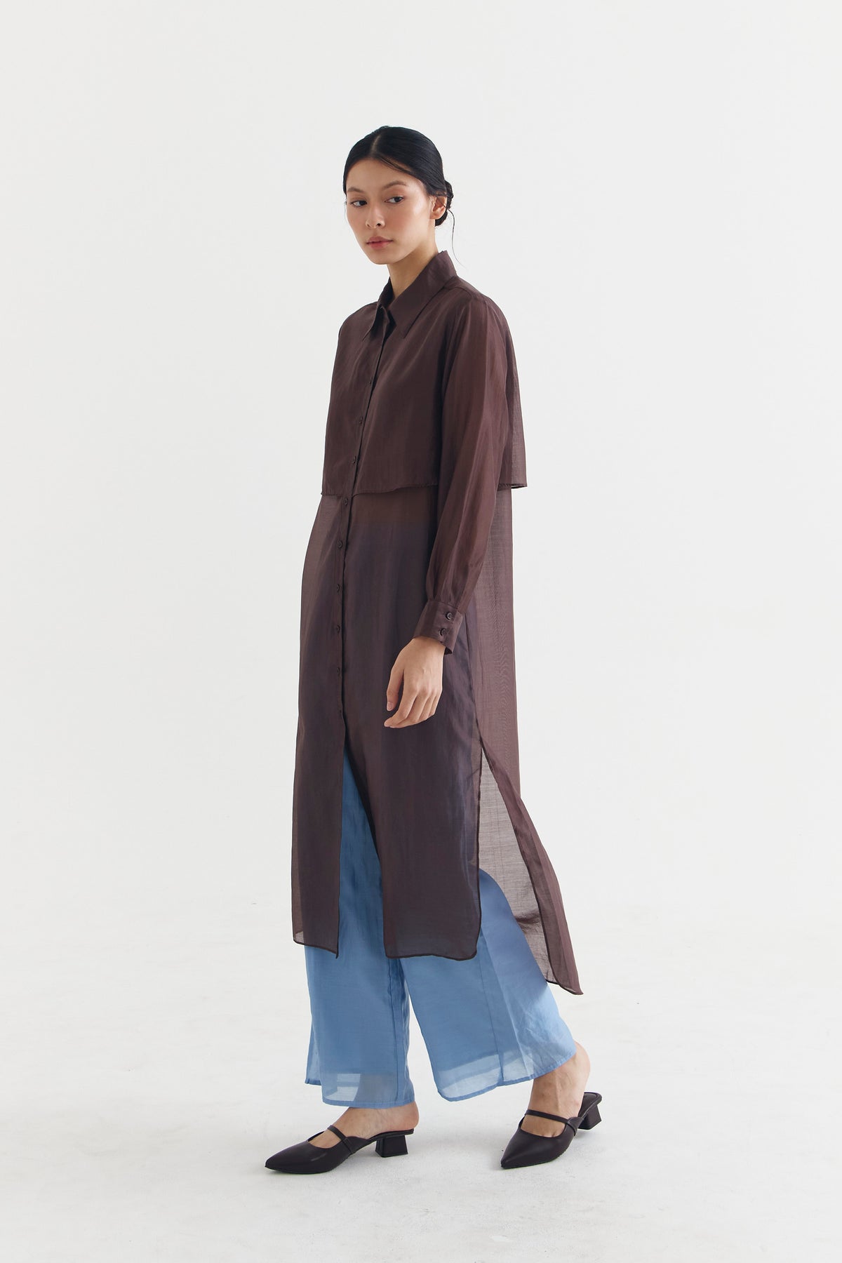VEIL DRESS BROWN