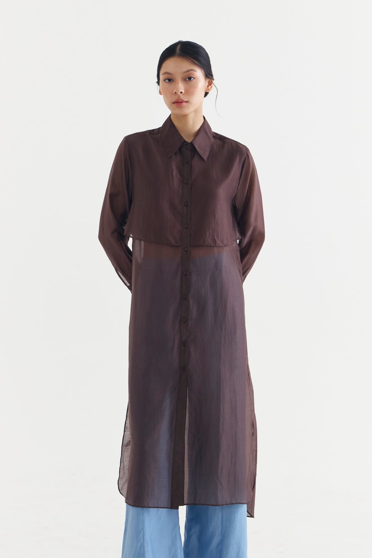 VEIL DRESS BROWN