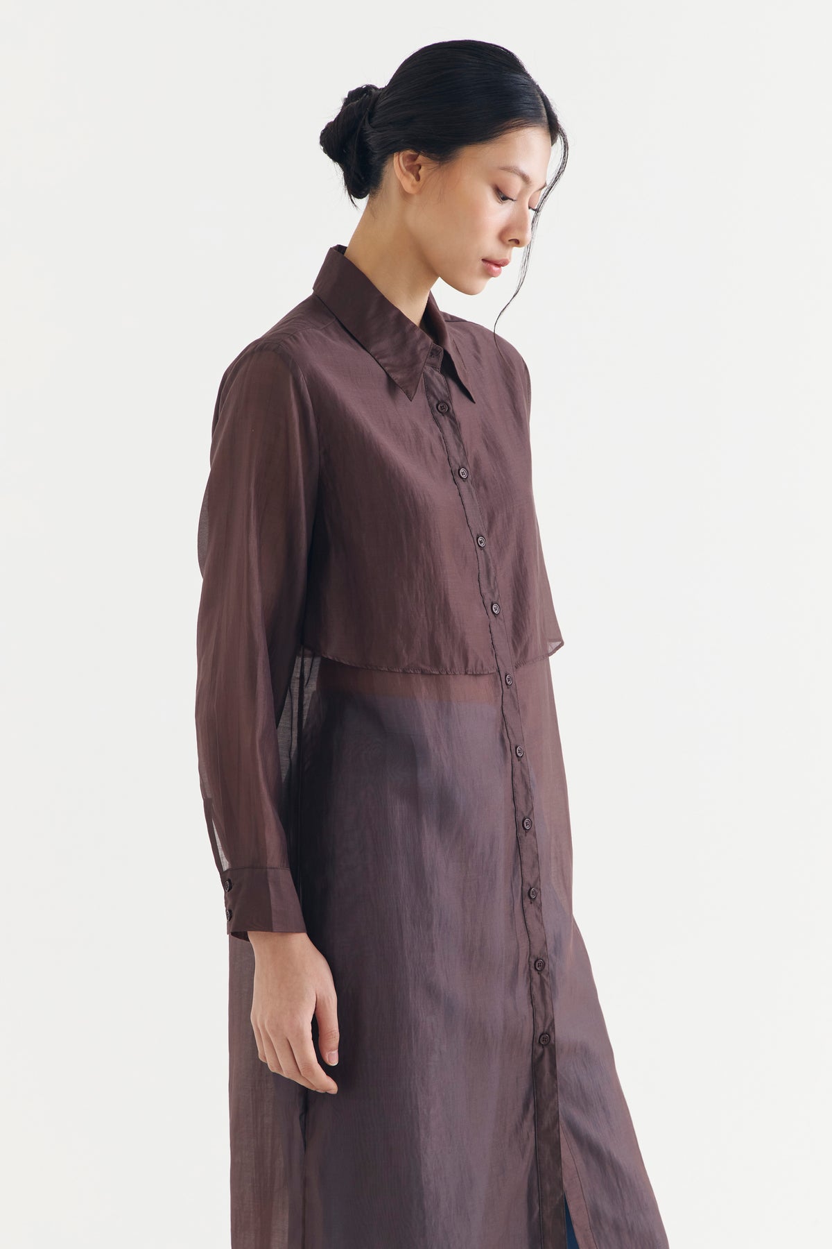 VEIL DRESS BROWN