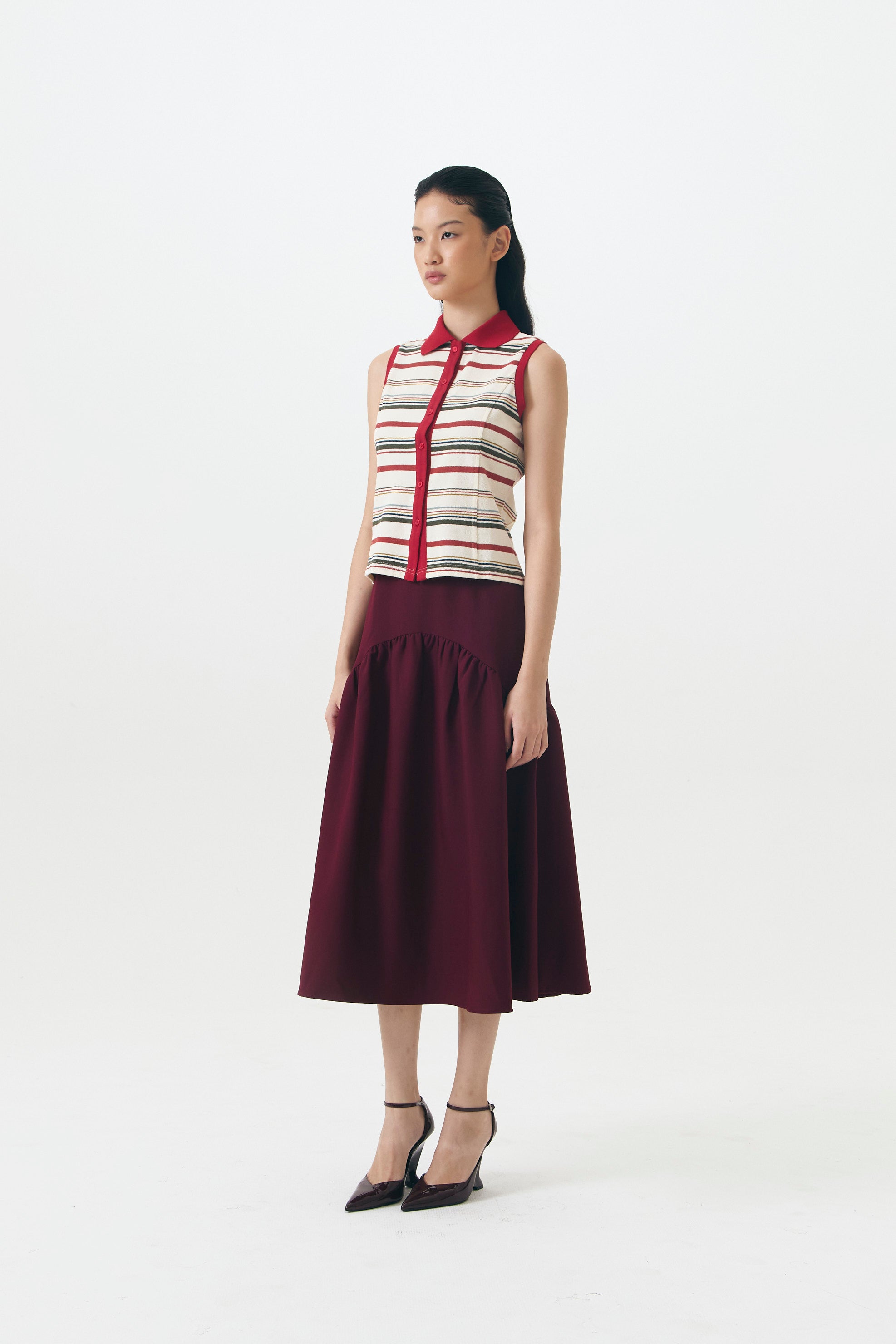 LACQUER SKIRT MAROON