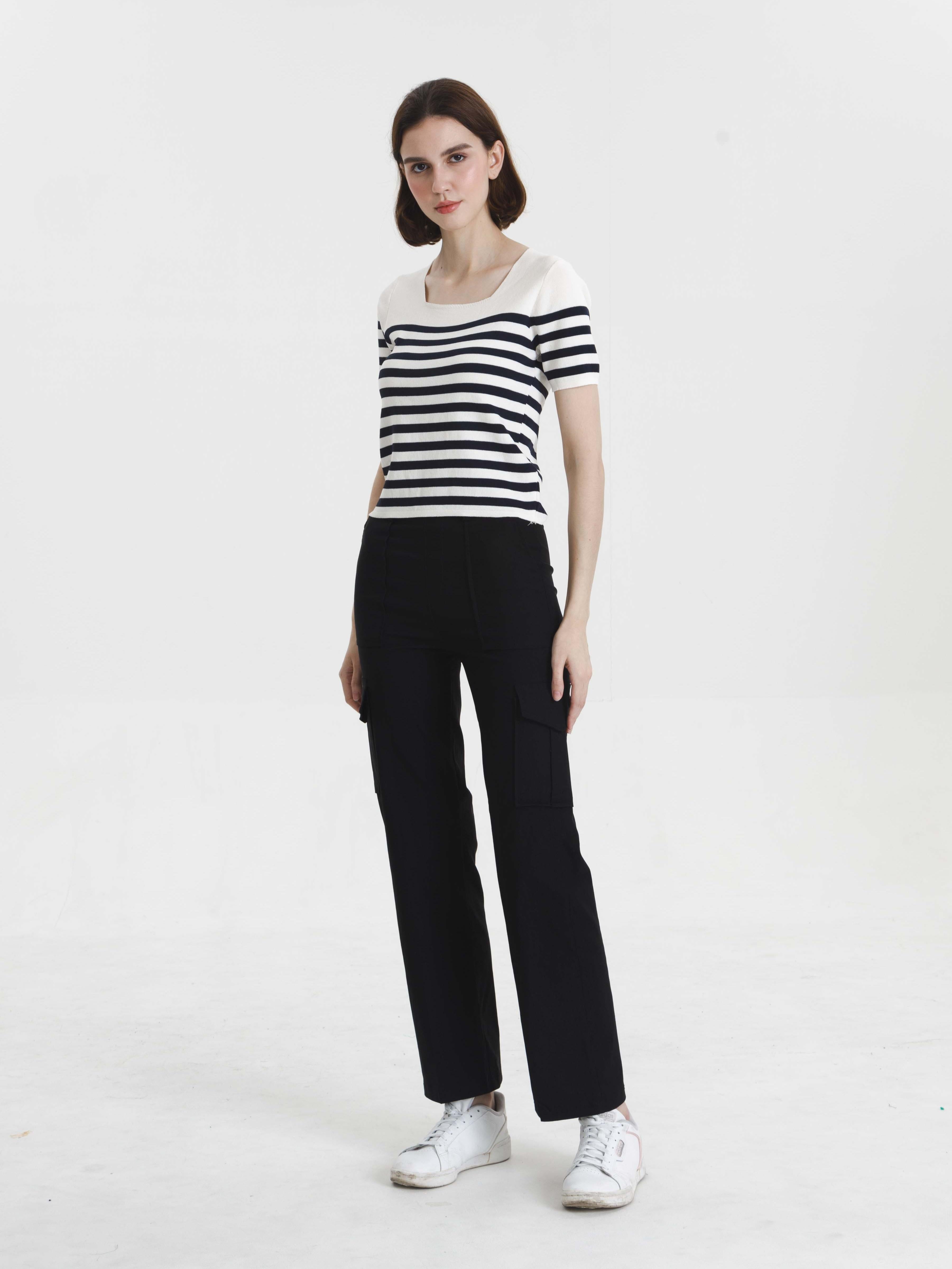 BORNE TOP CREAM-NAVY