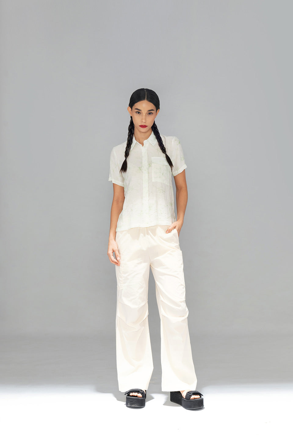 KAMRYN TOP WHITE- GREEN