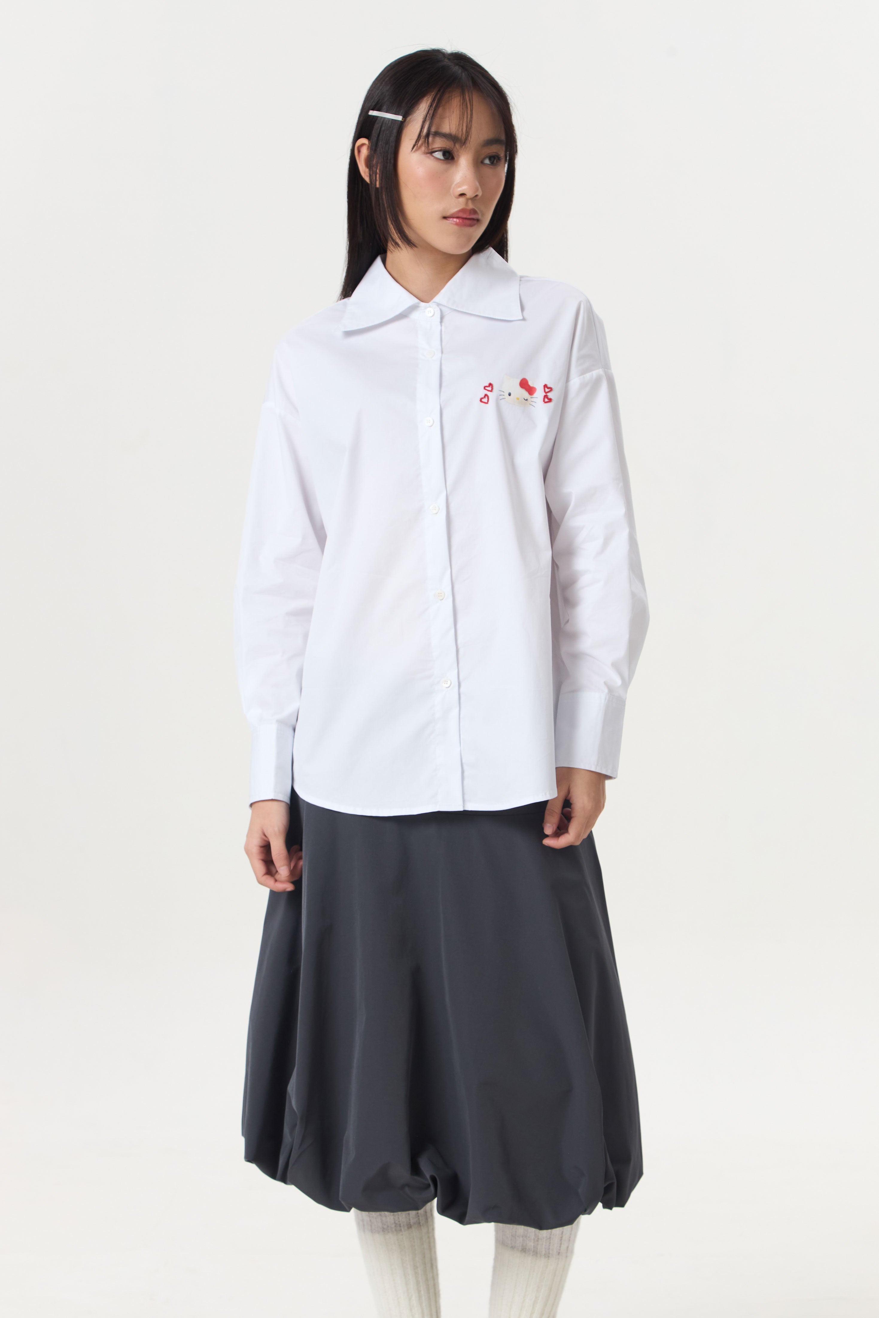 PURRLY SHIRT WHITE - CALLIE X HELLO KITTY