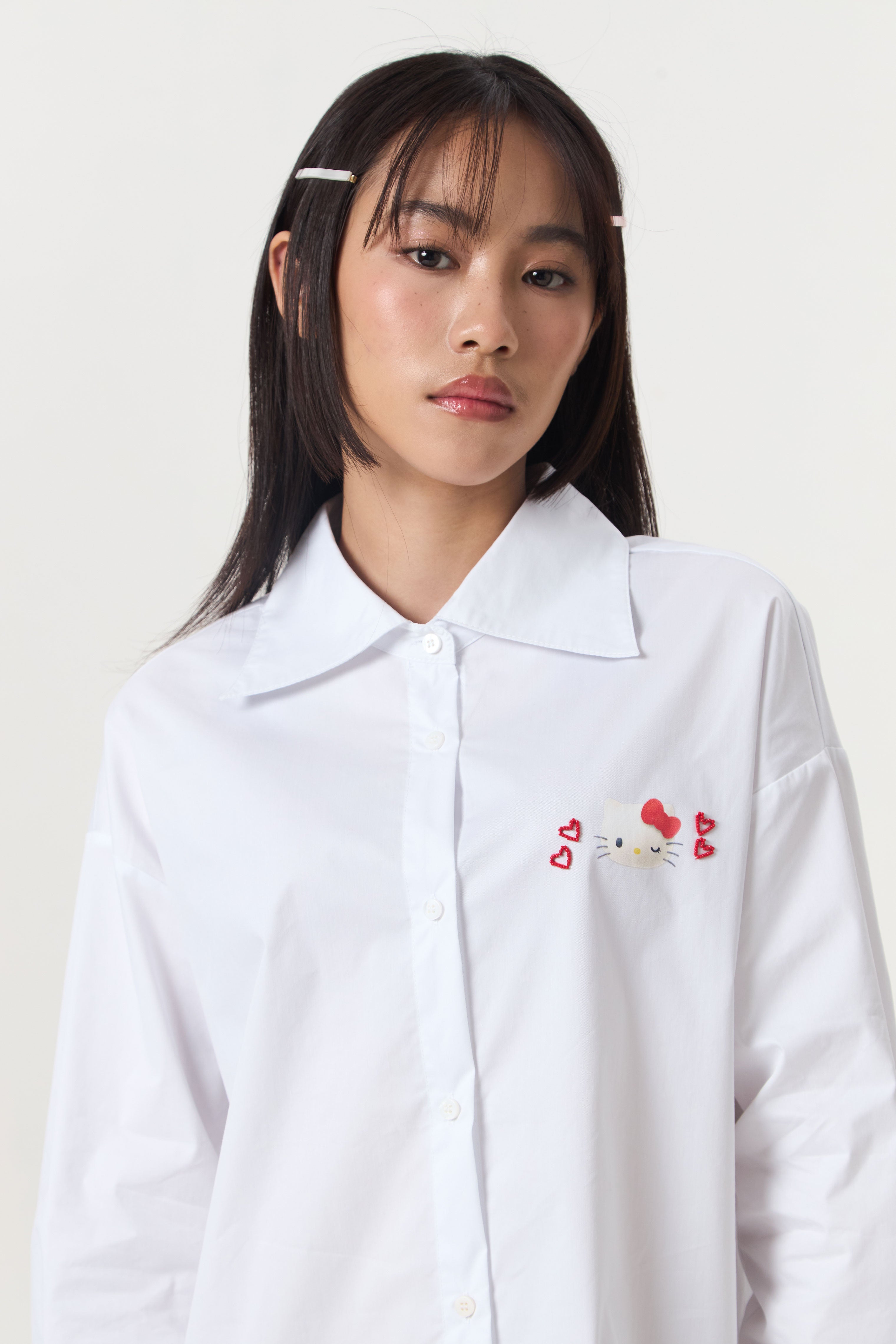 PURRLY SHIRT WHITE - CALLIE X HELLO KITTY
