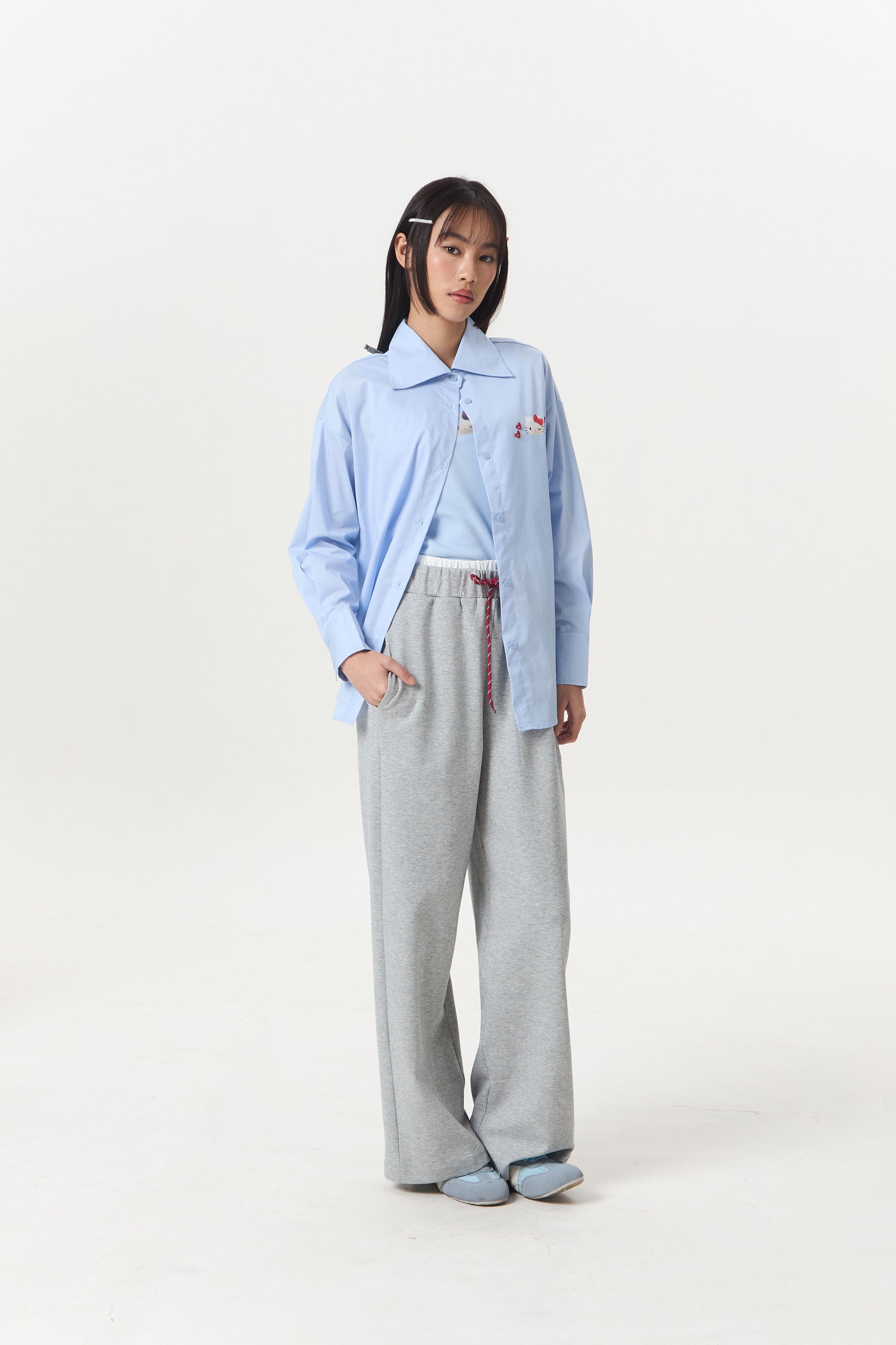 PURRLY SHIRT BLUE - CALLIE X HELLO KITTY