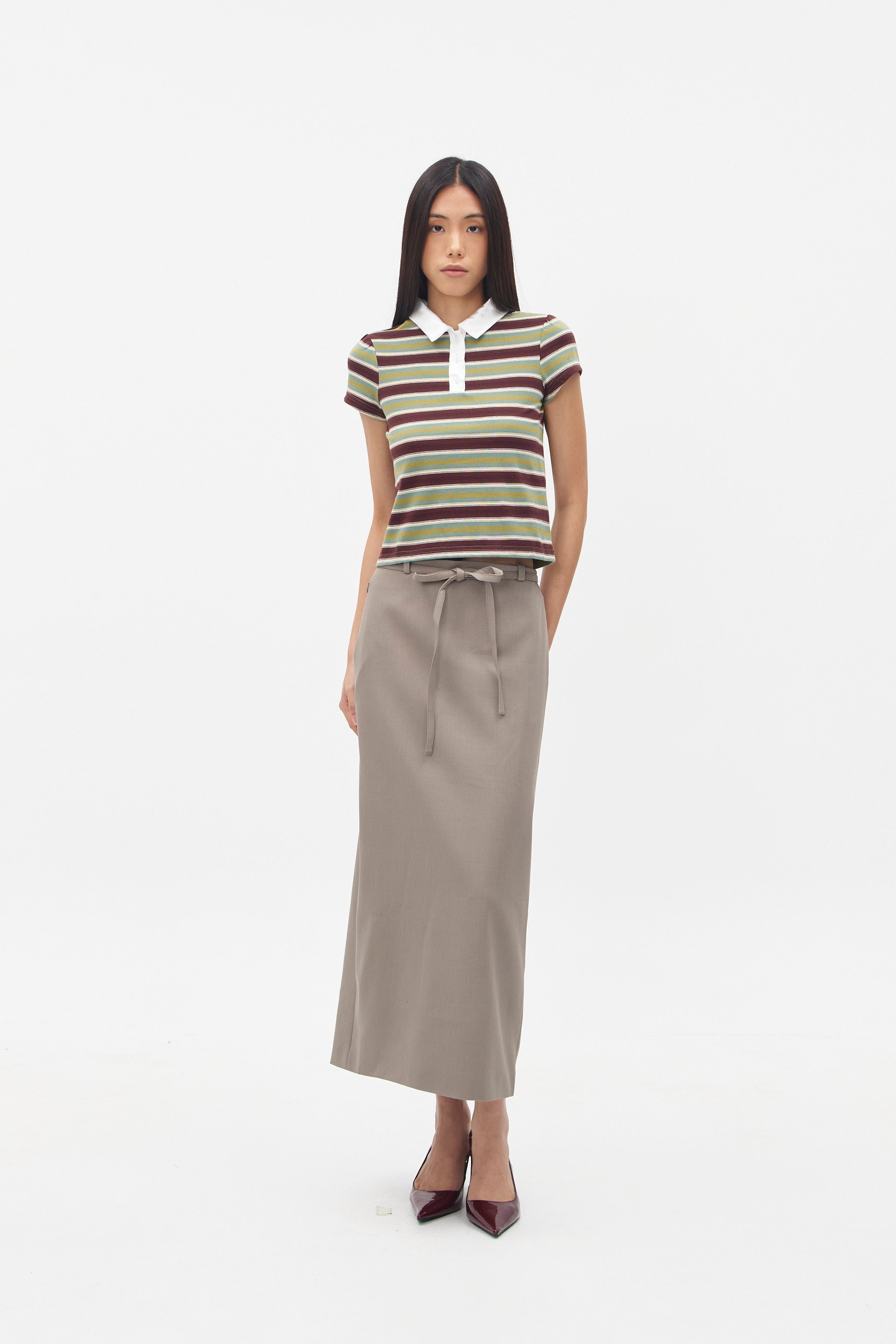 EIRENE TOP GREEN STRIPES