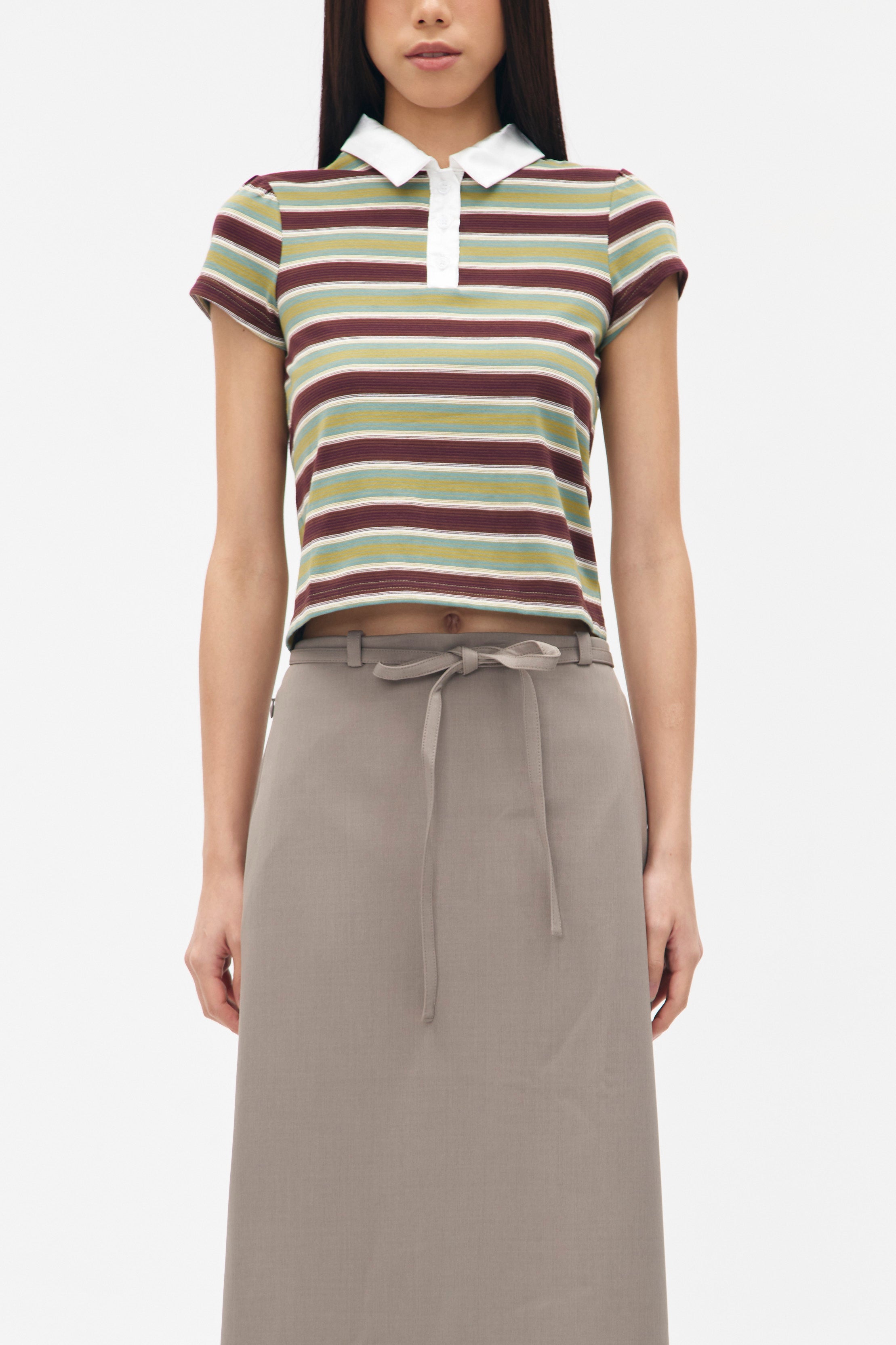 EIRENE TOP GREEN STRIPES