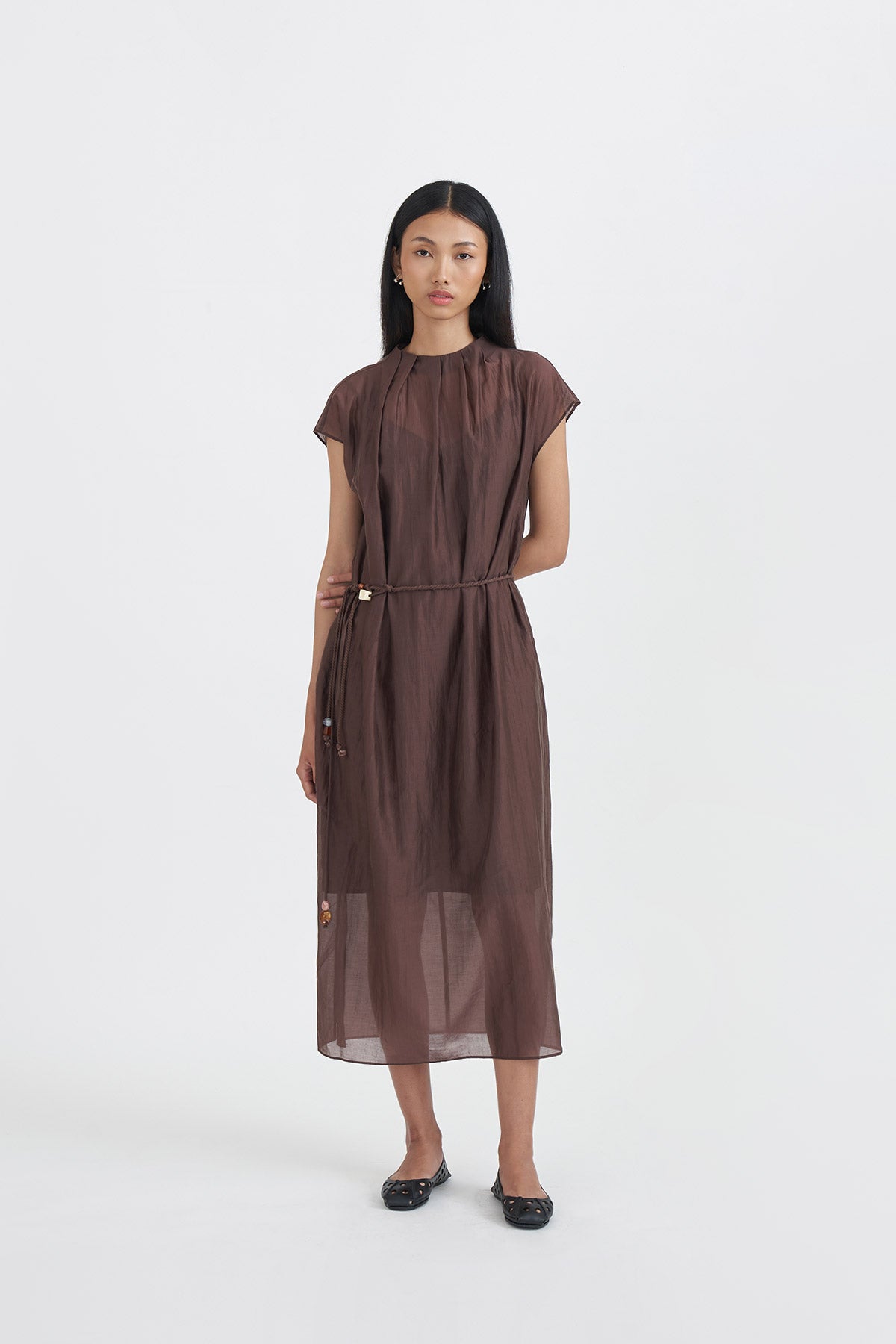 ECHOES DRESS BROWN