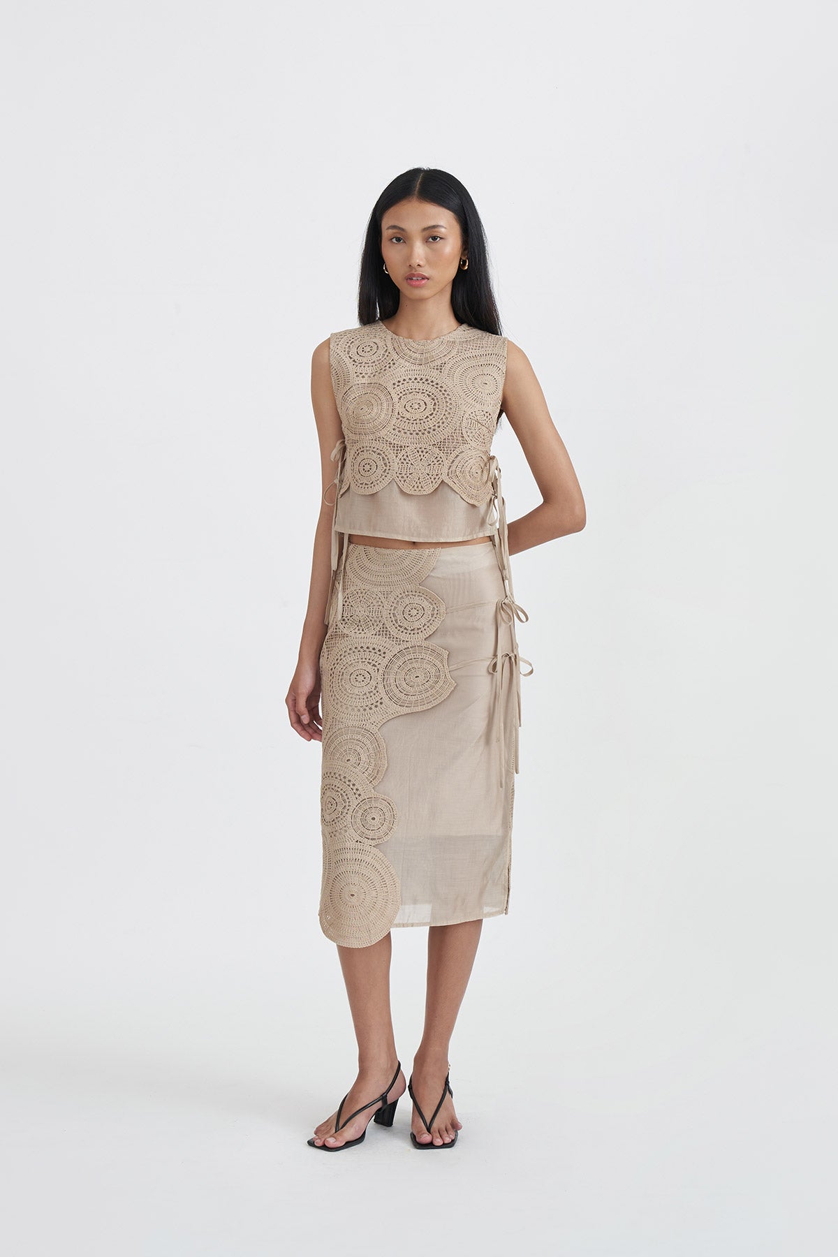 ROSETTE SKIRT BEIGE