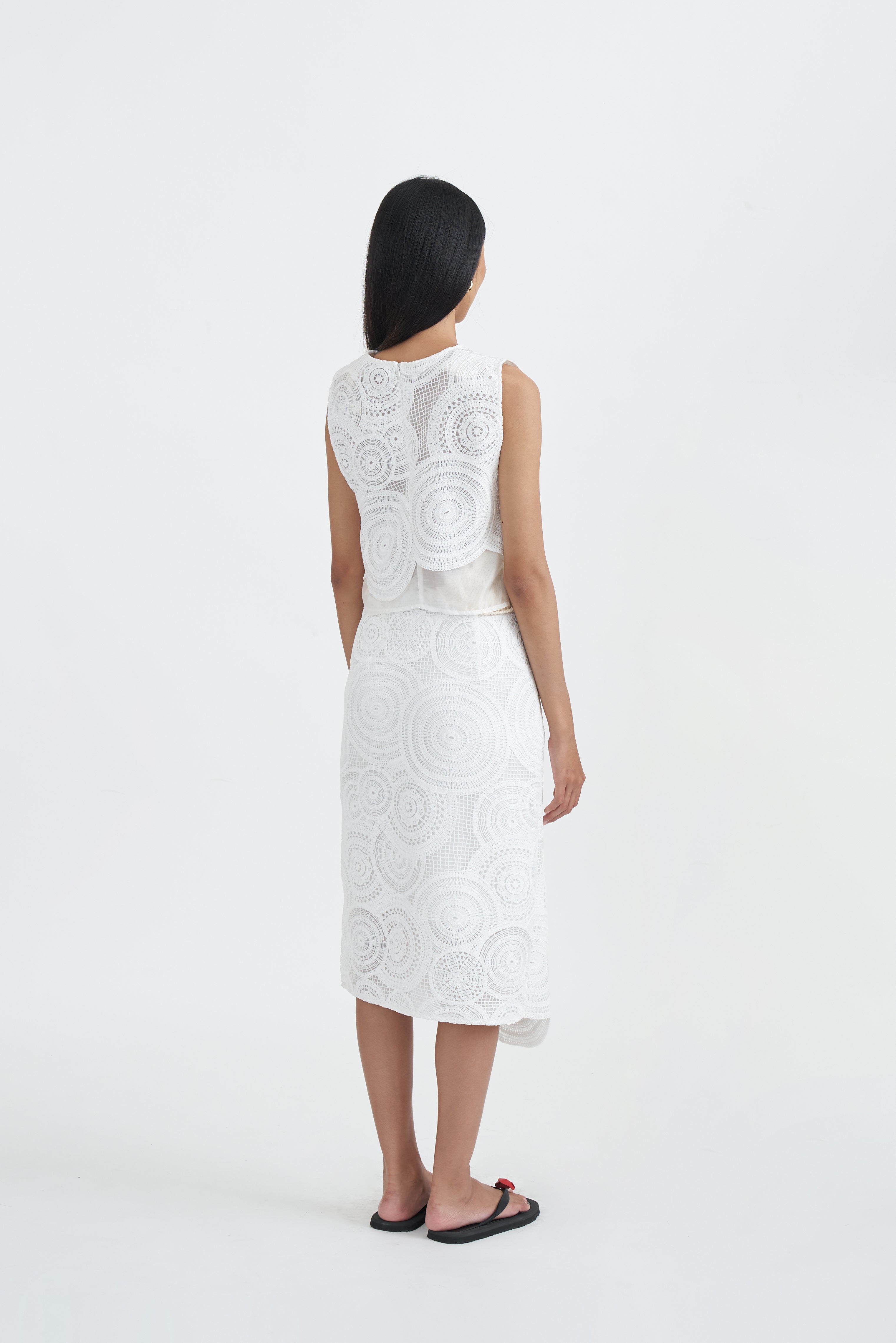 ROSETTE SKIRT WHITE