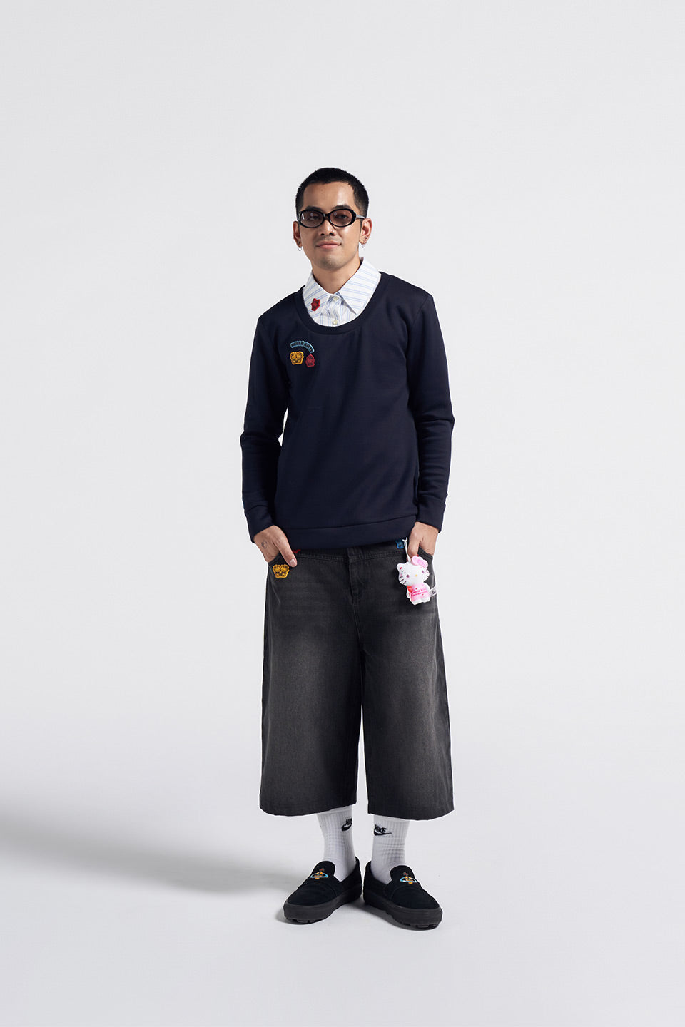 LONDON LAYERED TOP STRIPE BLUE - CALLIE X HELLO KITTY