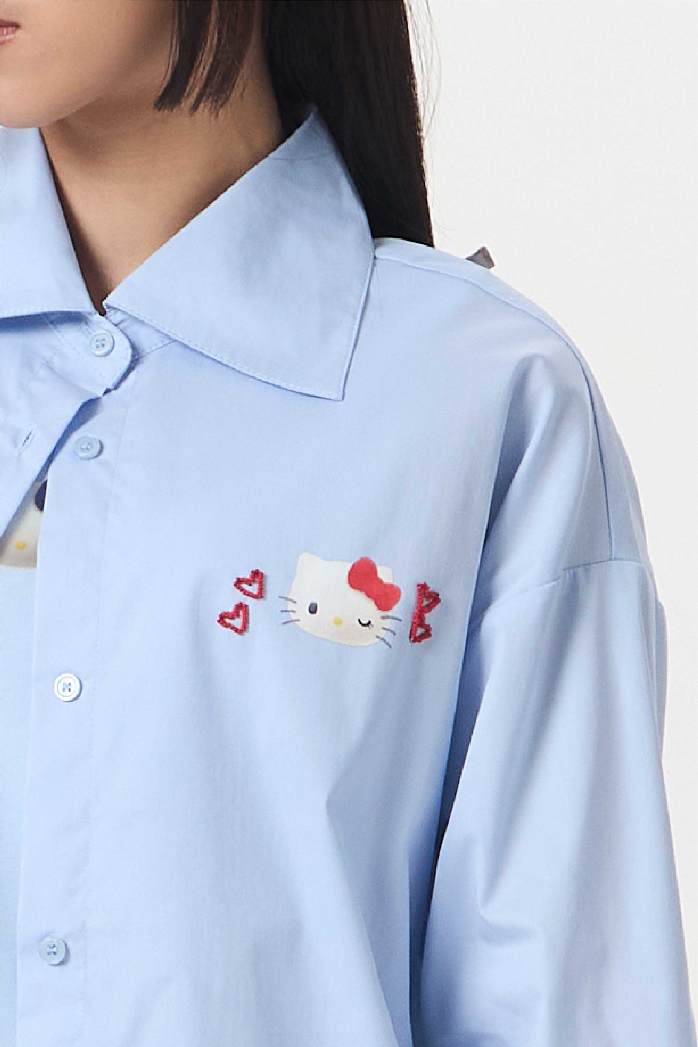 PURRLY SHIRT BLUE - CALLIE X HELLO KITTY